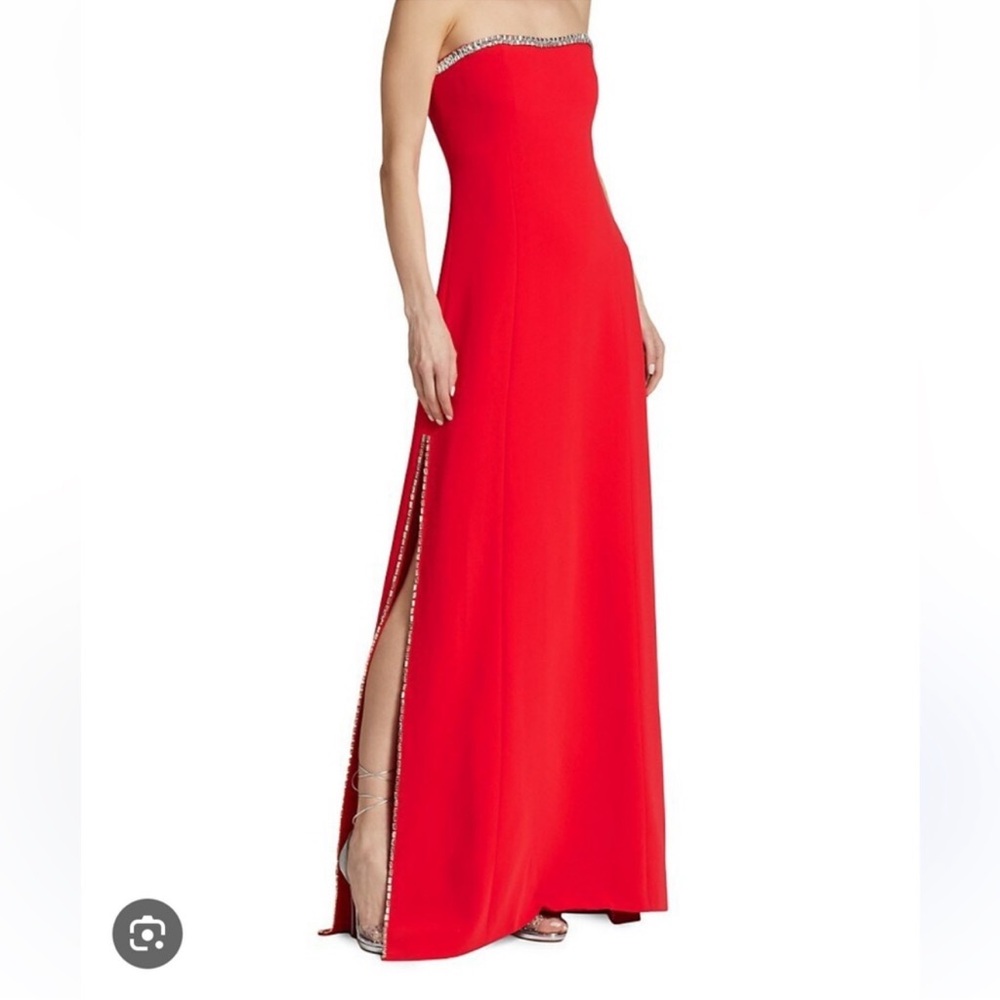 Cinq a Sept Red Strapless Evening Gown